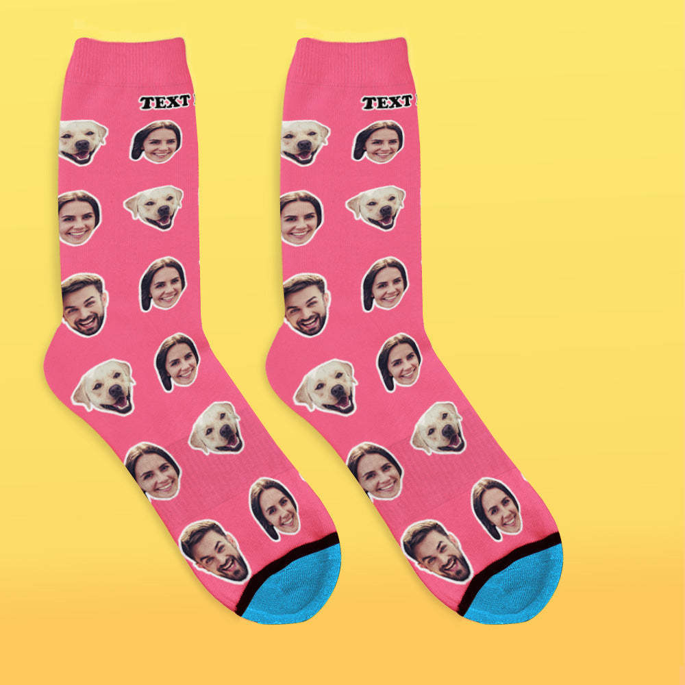Custom 3D Digital Printed Face Socks Add Pictures and Name - Two Faces