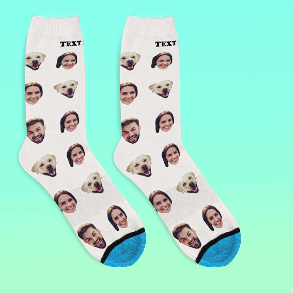 Custom 3D Digital Printed Face Socks Add Pictures and Name - Two Faces