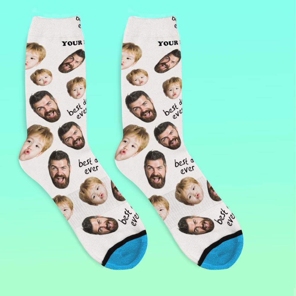 Custom 3D Digital Printed Face Socks Add Pictures and Name - Best Dad Ever