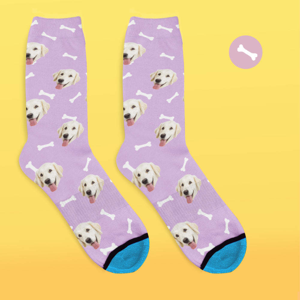 Custom 3D Digital Printed Face Socks Add Pictures and Name - Dog Bones