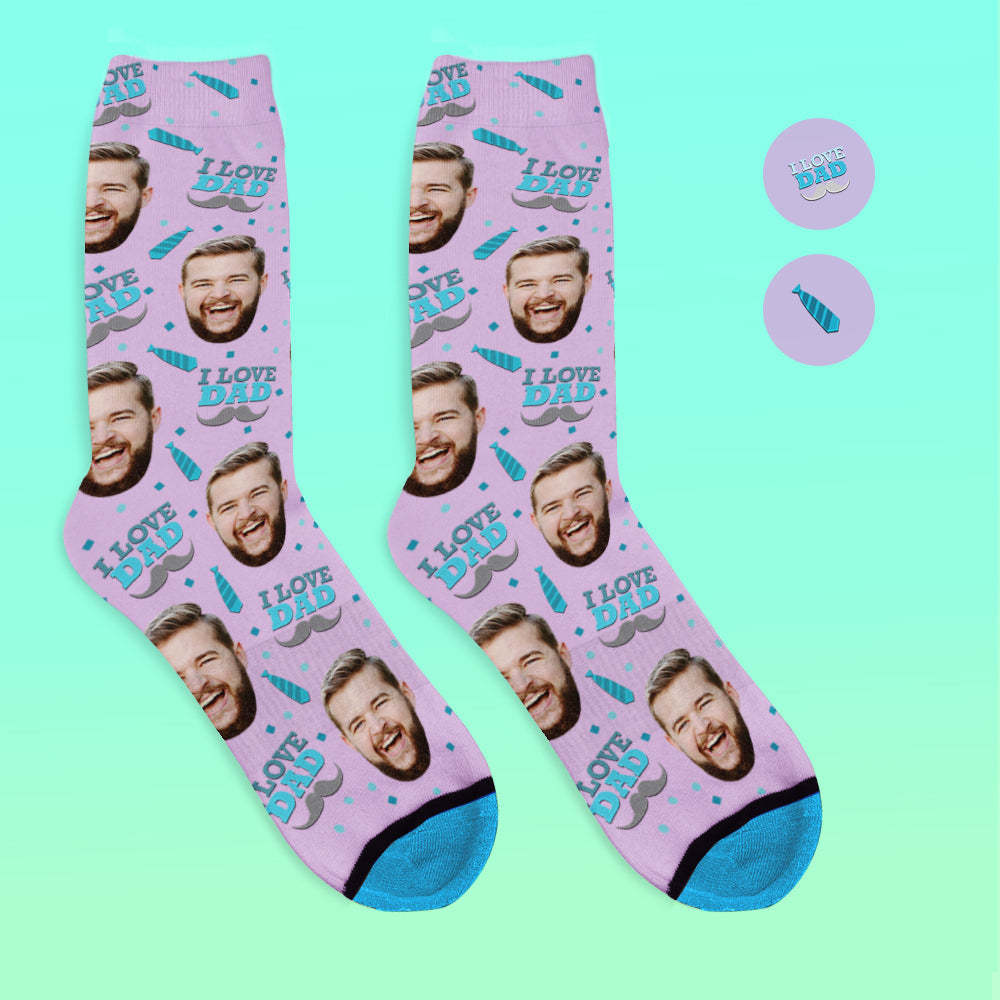 Custom 3D Digital Printed Face Socks Add Pictures and Name - I Love Dad