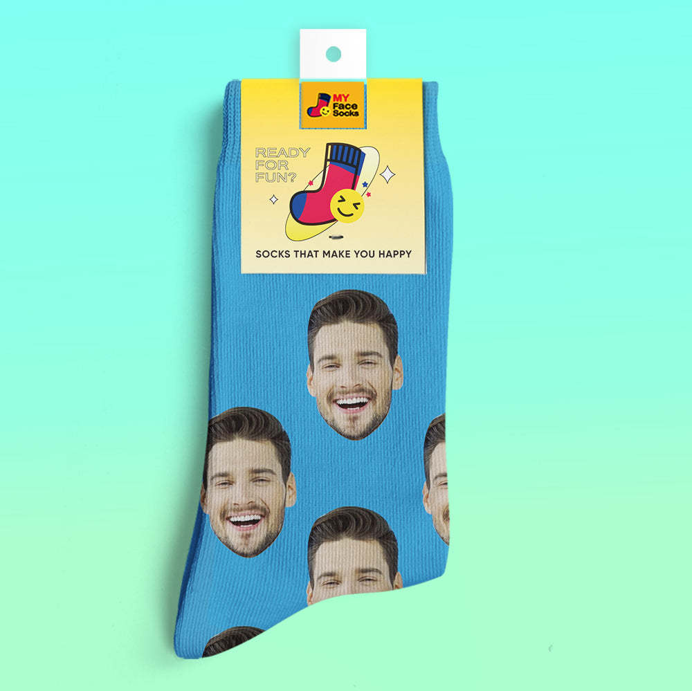 Custom 3D Digital Printed Socks My Face Socks Add Pictures and Name - Colorful