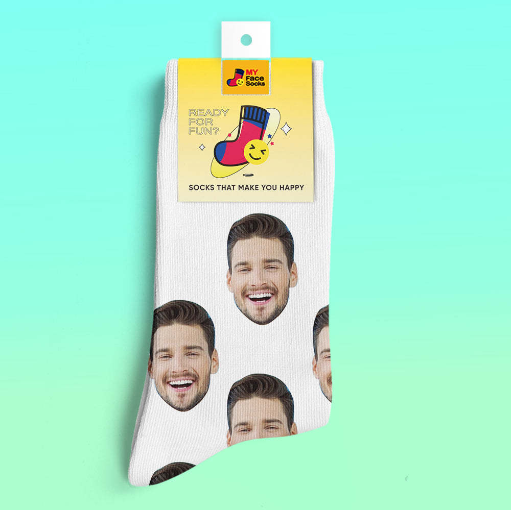 Custom 3D Digital Printed Socks My Face Socks Add Pictures and Name - Colorful