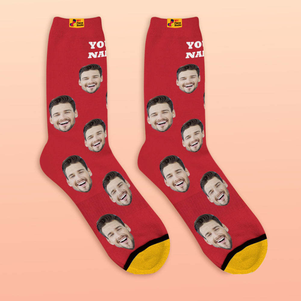 Custom 3D Preview Socks My Face Socks Add Pictures and Name - Colorful - MyFaceSocksEU