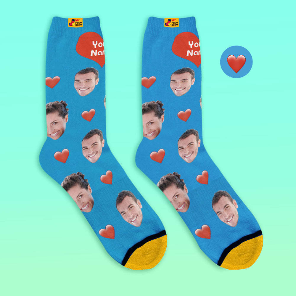 Custom 3D Preview Socks My Face Socks Add Pictures and Name - Heart - MyFaceSocksEU