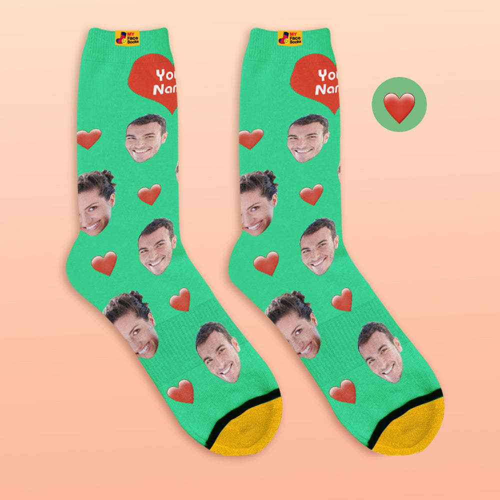 Custom 3D Digital Printed Socks My Face Socks Add Pictures and Name - Heart