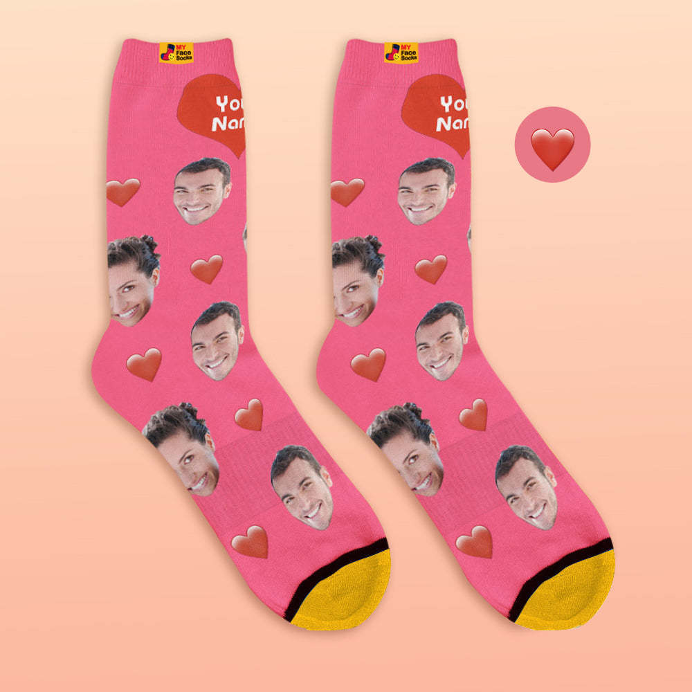 Custom 3D Preview Socks My Face Socks Add Pictures and Name - Heart - MyFaceSocksEU