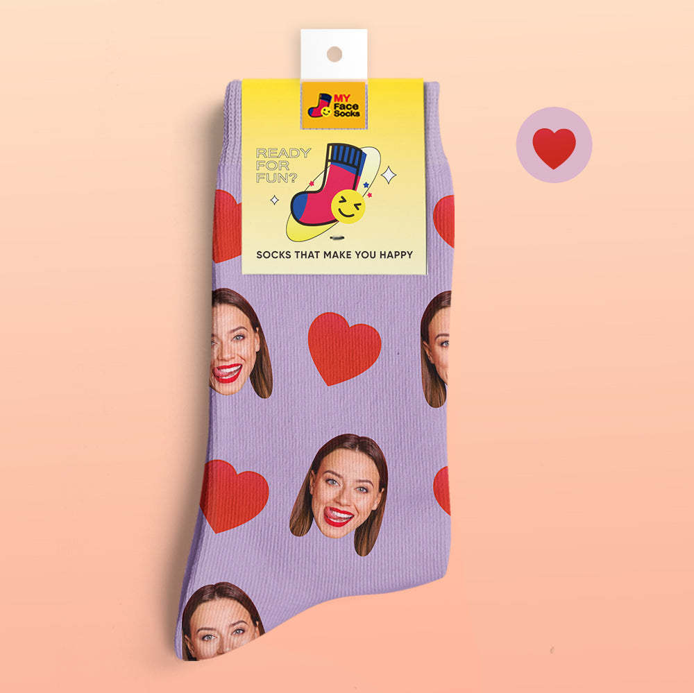 Custom 3D Digital Printed Socks My Face Socks Add Pictures and Name - Sweet Heart