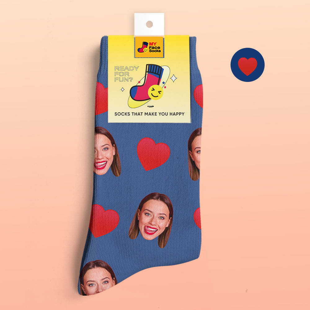 Custom 3D Digital Printed Socks My Face Socks Add Pictures and Name - Sweet Heart