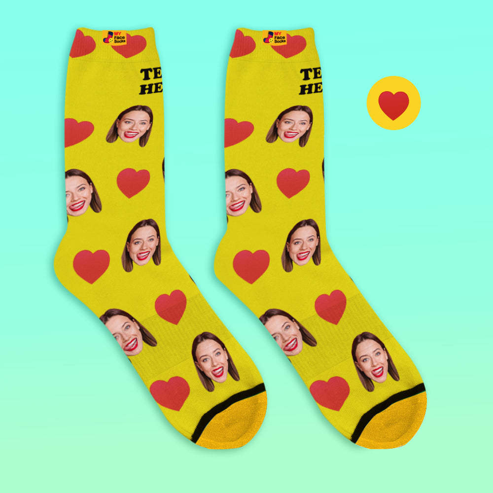 Custom 3D Preview Socks My Face Socks Add Pictures and Name - Sweet Heart - MyFaceSocksEU