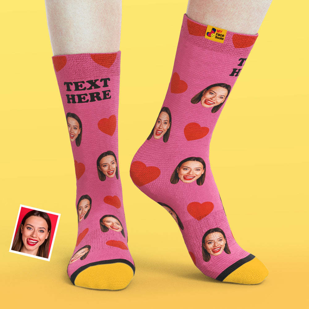 Custom 3D Preview Socks My Face Socks Add Pictures and Name - Sweet Heart - MyFaceSocksEU