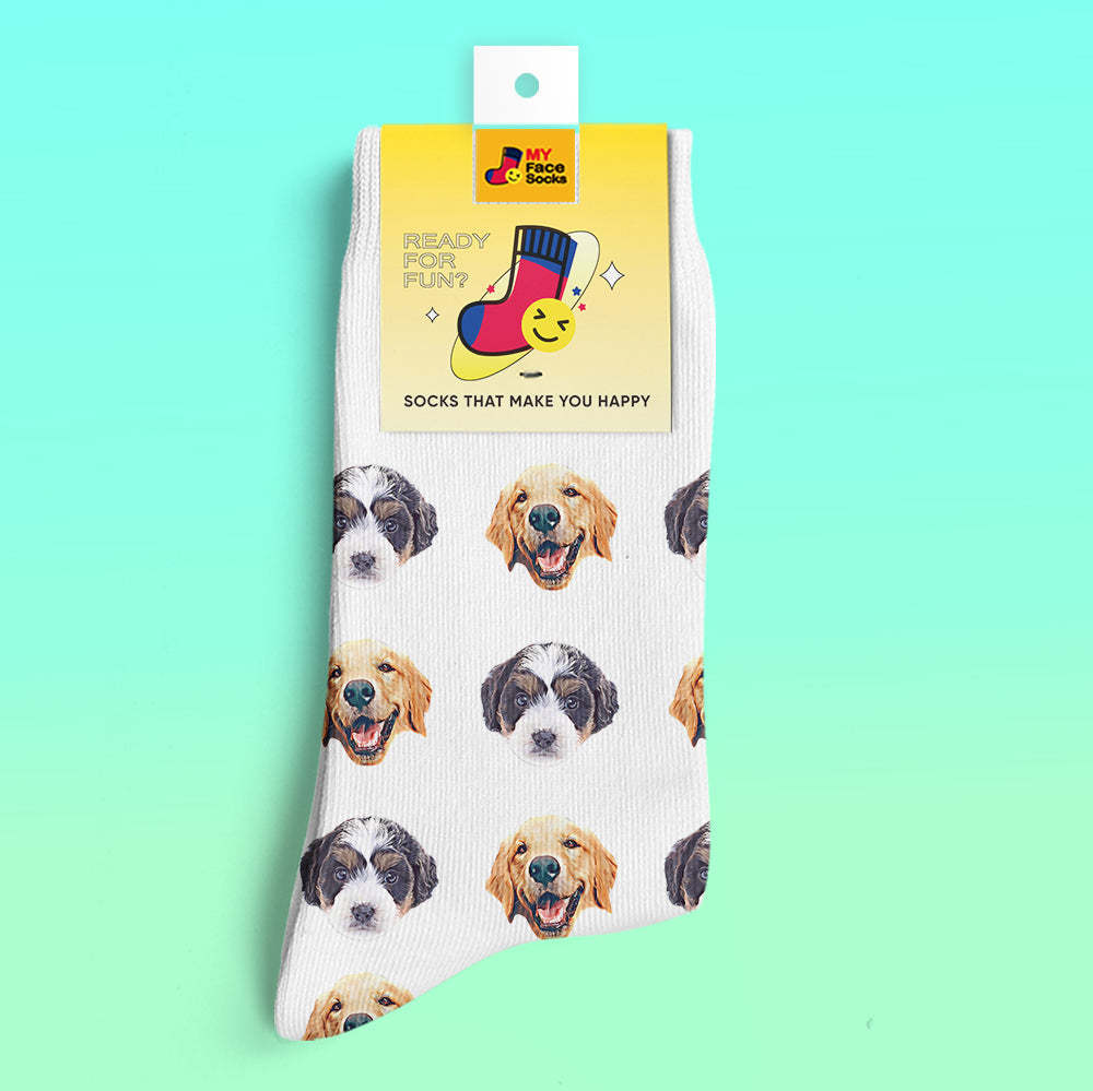 Custom 3D Digital Printed Socks My Face Socks Add Pictures and Name - Comic Style
