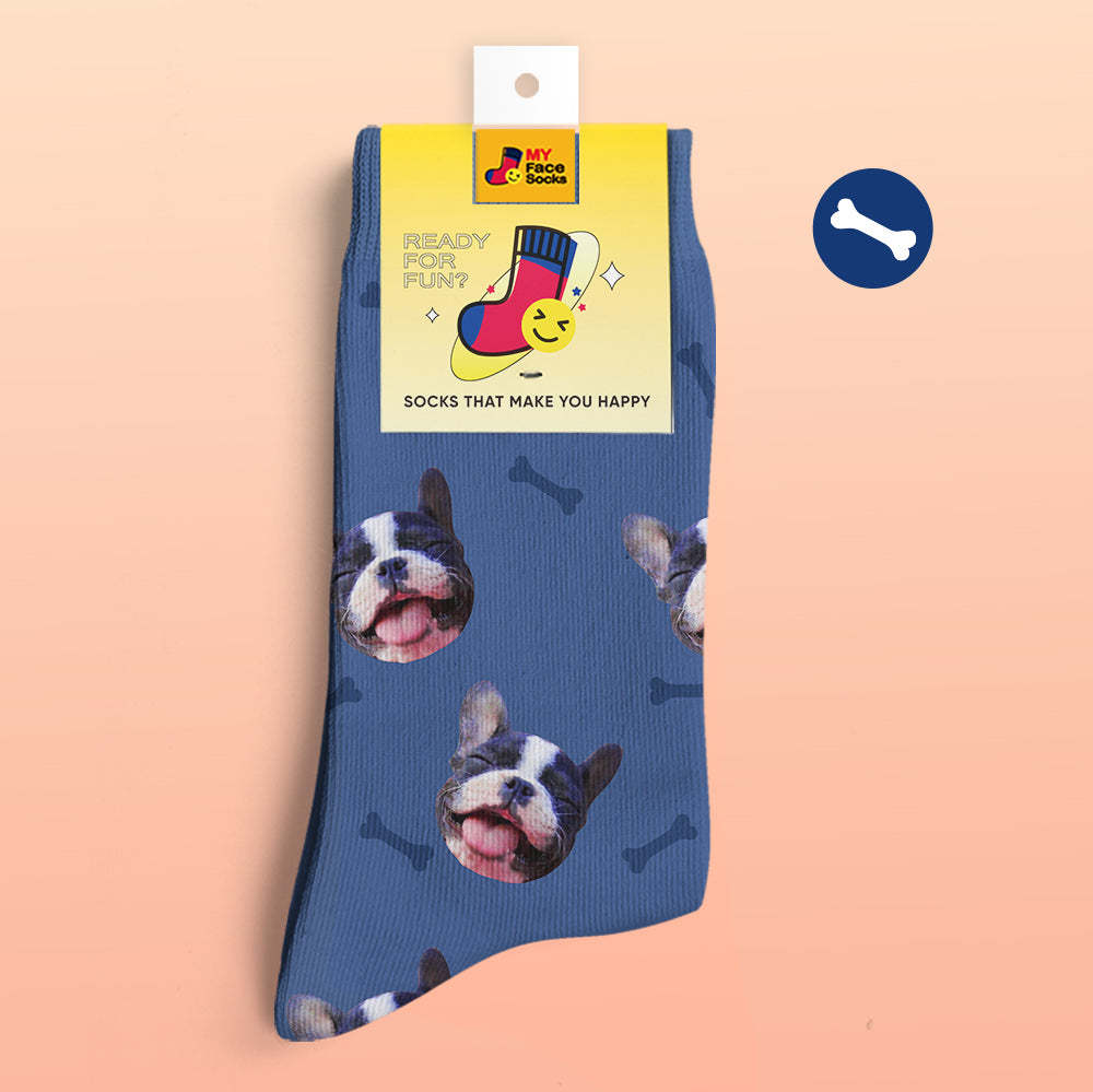 Custom 3D Preview Socks My Face Socks Add Pictures and Name - Bones - MyFaceSocksEU