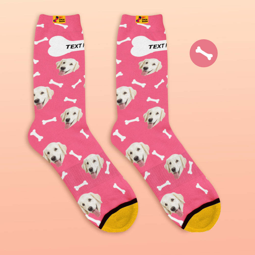 Custom 3D Preview Socks My Face Socks Add Pictures and Name - Dog Bones - MyFaceSocksEU