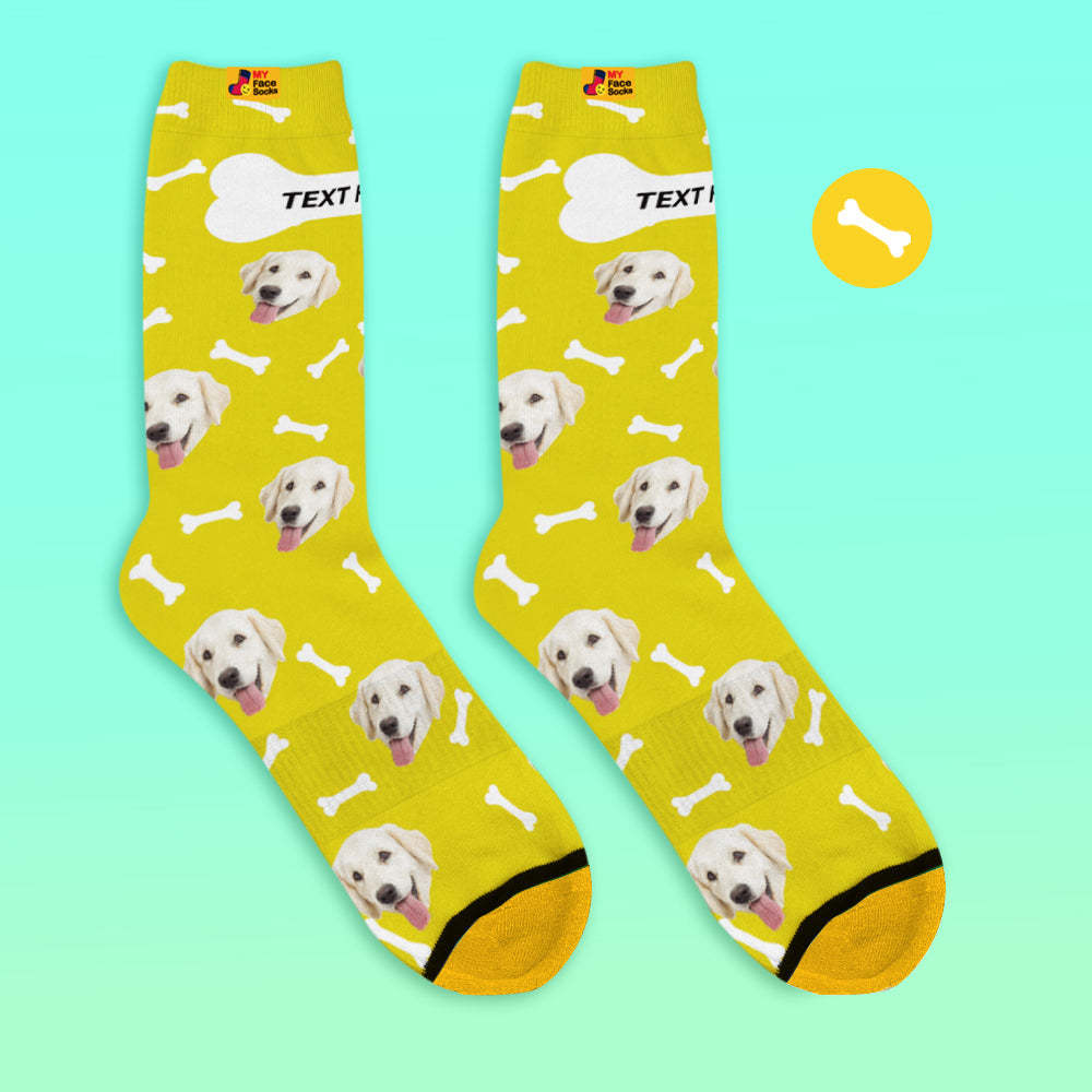 Custom 3D Digital Printed Socks My Face Socks Add Pictures and Name - Dog Bones