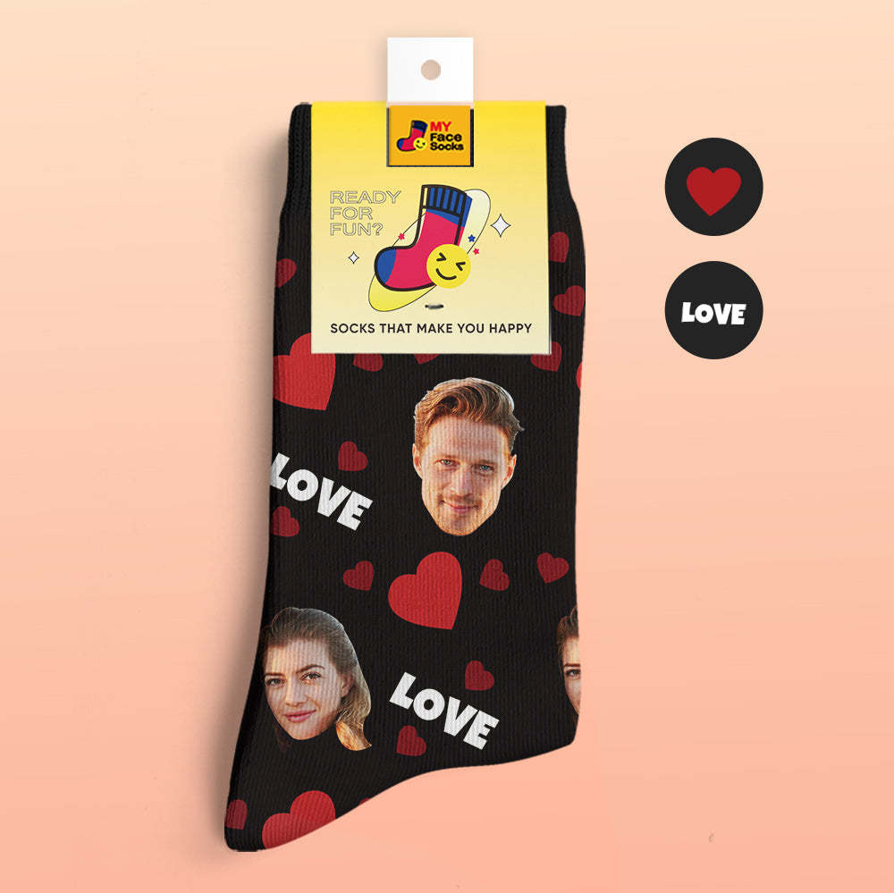 Custom 3D Digital Printed Socks My Face Socks Add Pictures and Name - Love