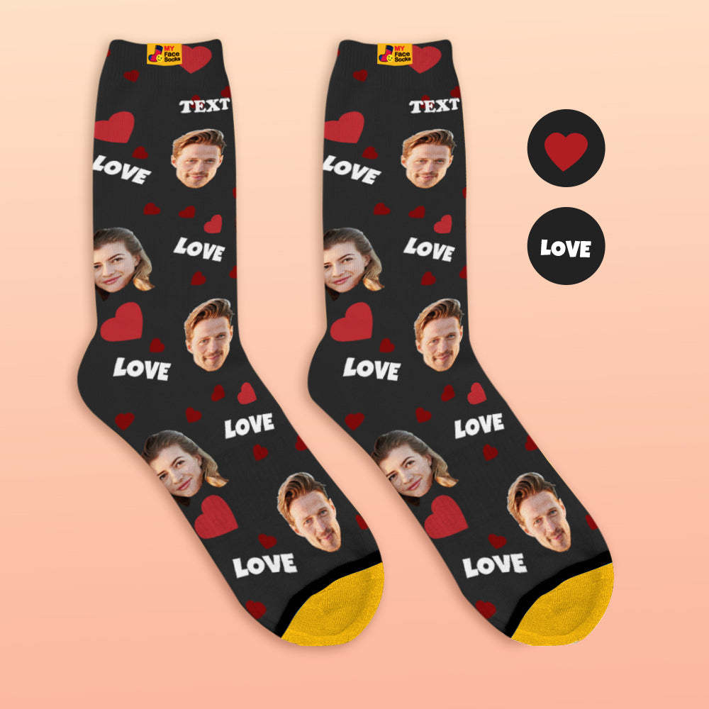 Custom 3D Preview Socks My Face Socks Add Pictures and Name - Love - MyFaceSocksEU
