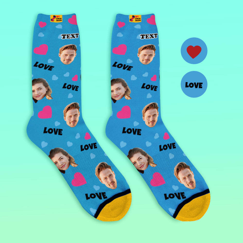 Custom 3D Digital Printed Socks My Face Socks Add Pictures and Name - Love