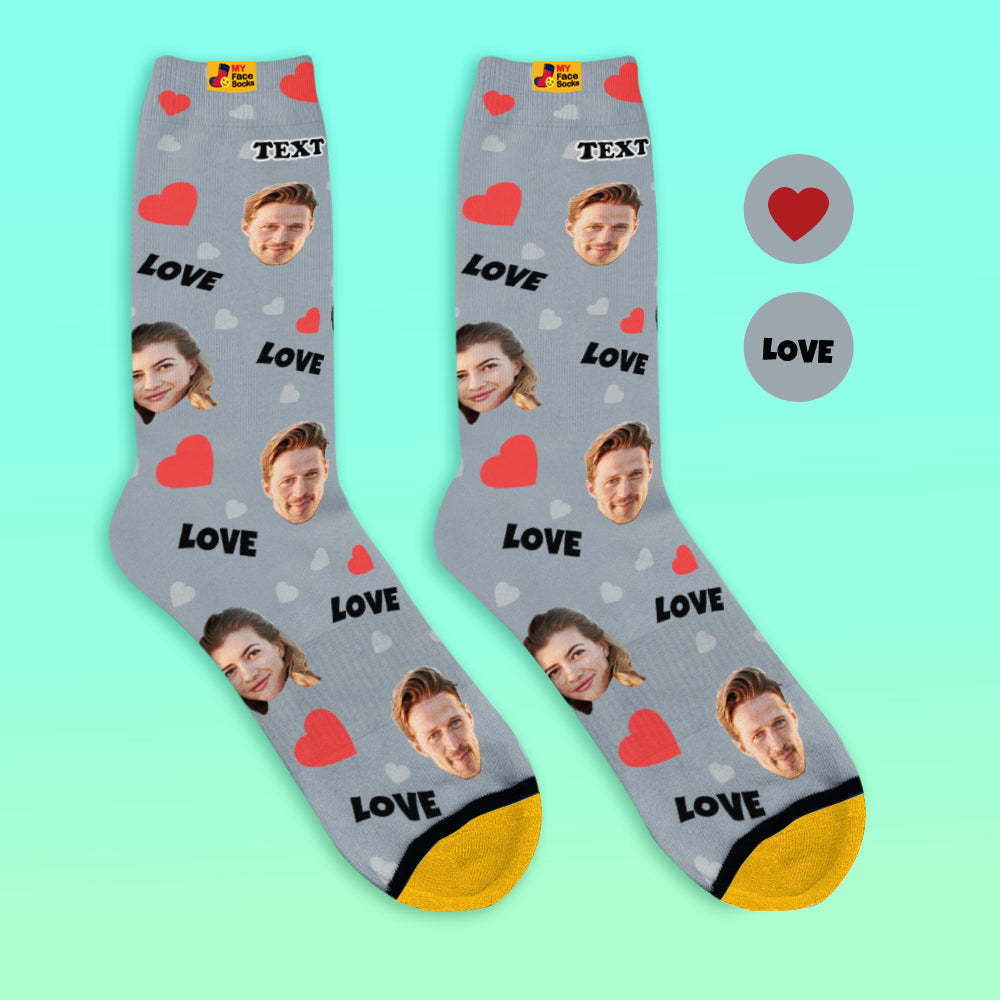 Custom 3D Preview Socks My Face Socks Add Pictures and Name - Love - MyFaceSocksEU