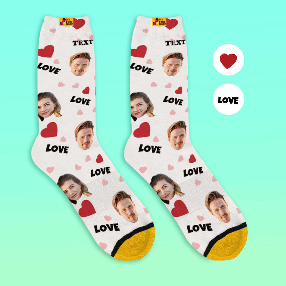 Custom 3D Digital Printed Socks My Face Socks Add Pictures and Name - Love