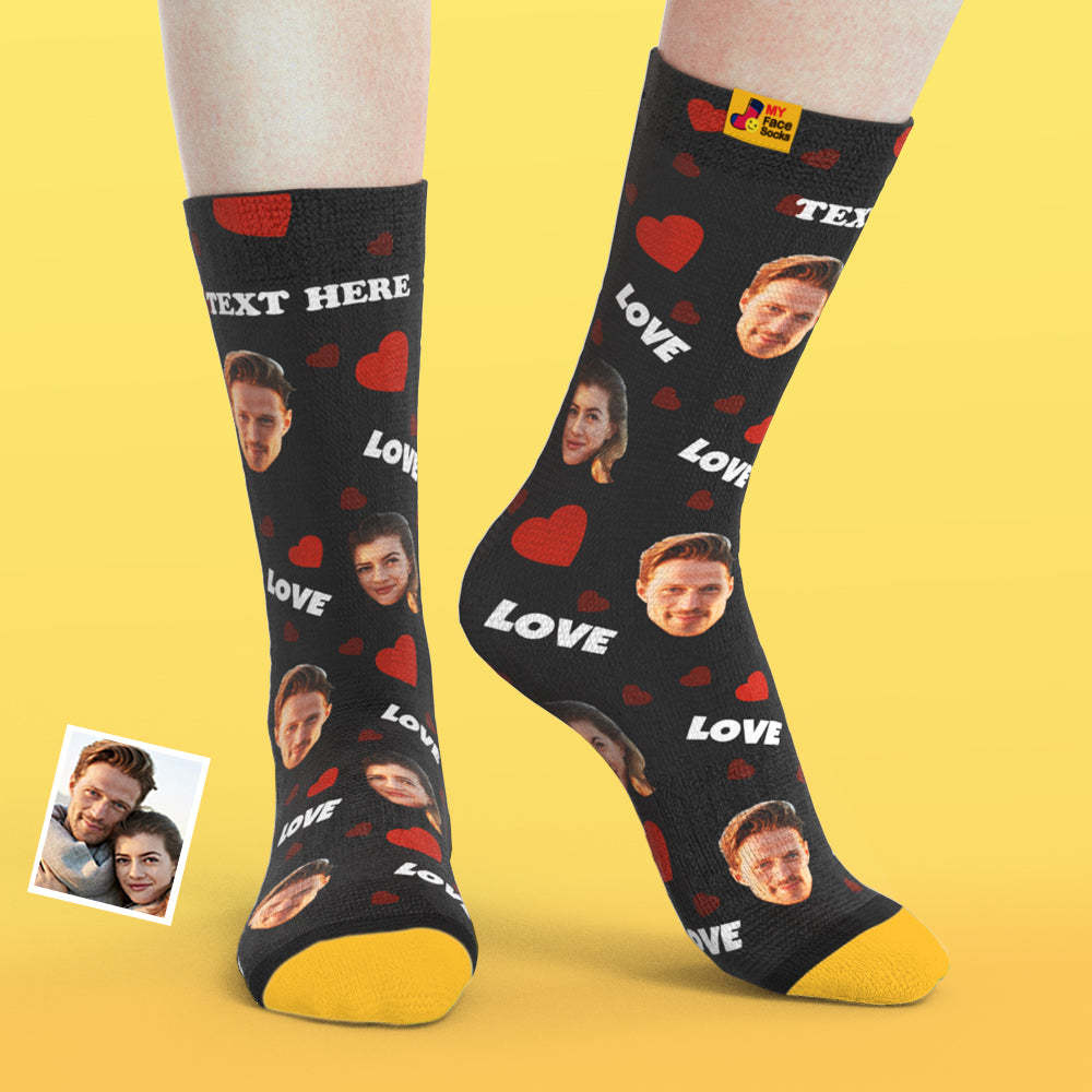 Custom 3D Preview Socks My Face Socks Add Pictures and Name - Love - MyFaceSocksEU