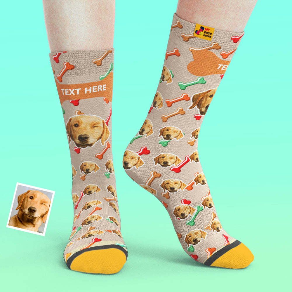 Custom 3D Preview Socks My Face Socks Add Pictures and Name - Dog Face On Socks - MyFaceSocksEU