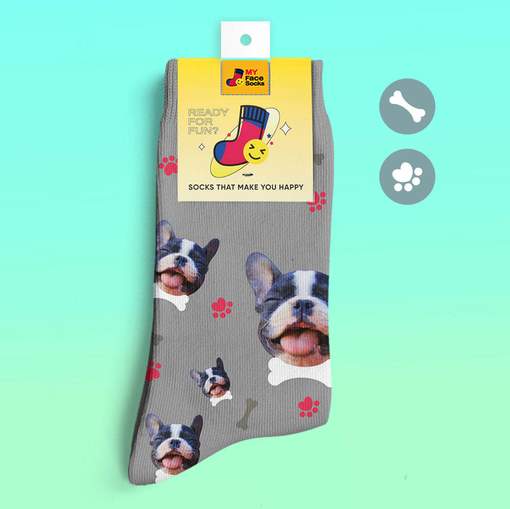 Custom 3D Preview Socks My Face Socks Add Pictures and Name - I Love My Dog - MyFaceSocksEU