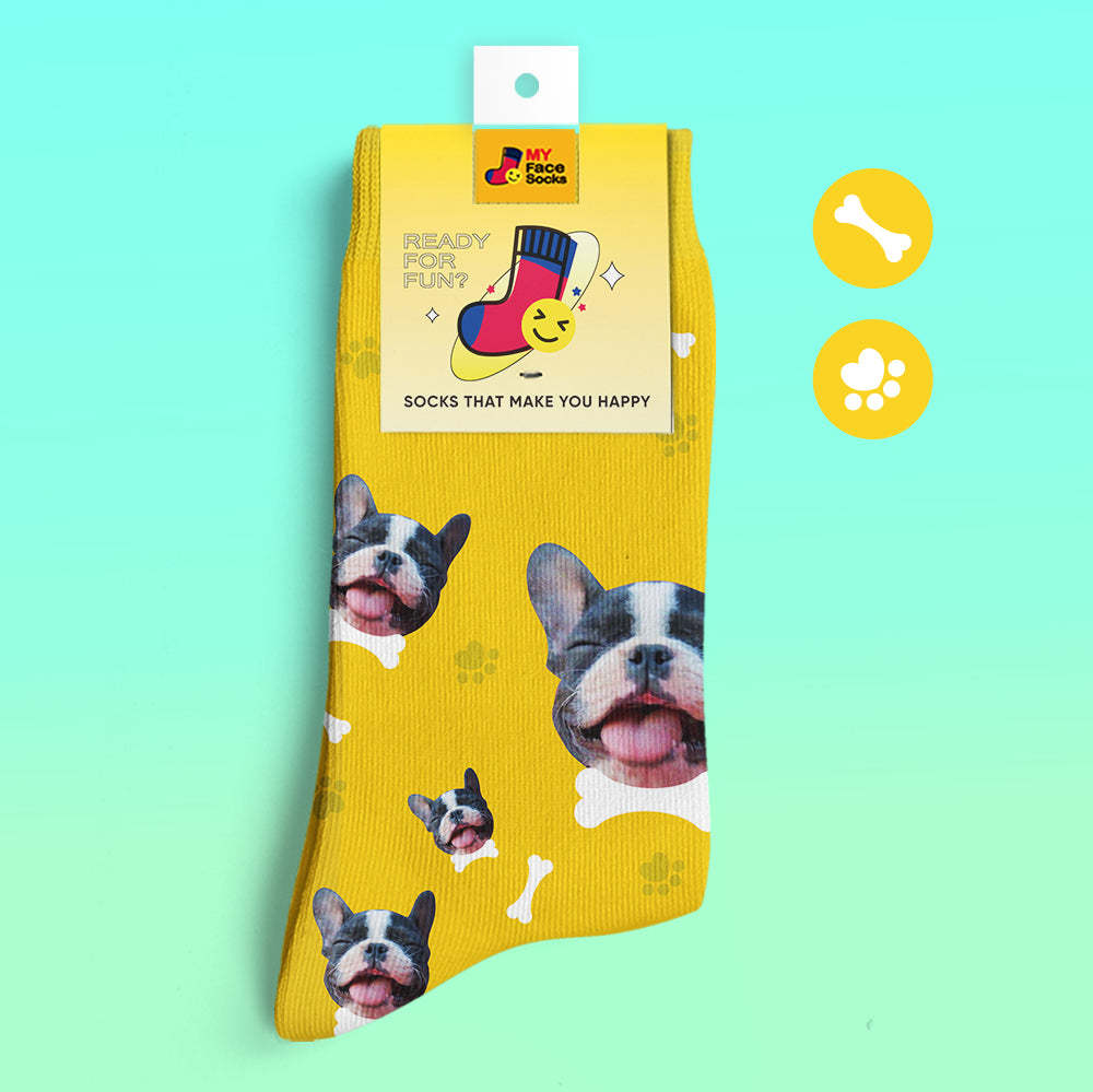 Custom 3D Preview Socks My Face Socks Add Pictures and Name - I Love My Dog - MyFaceSocksEU