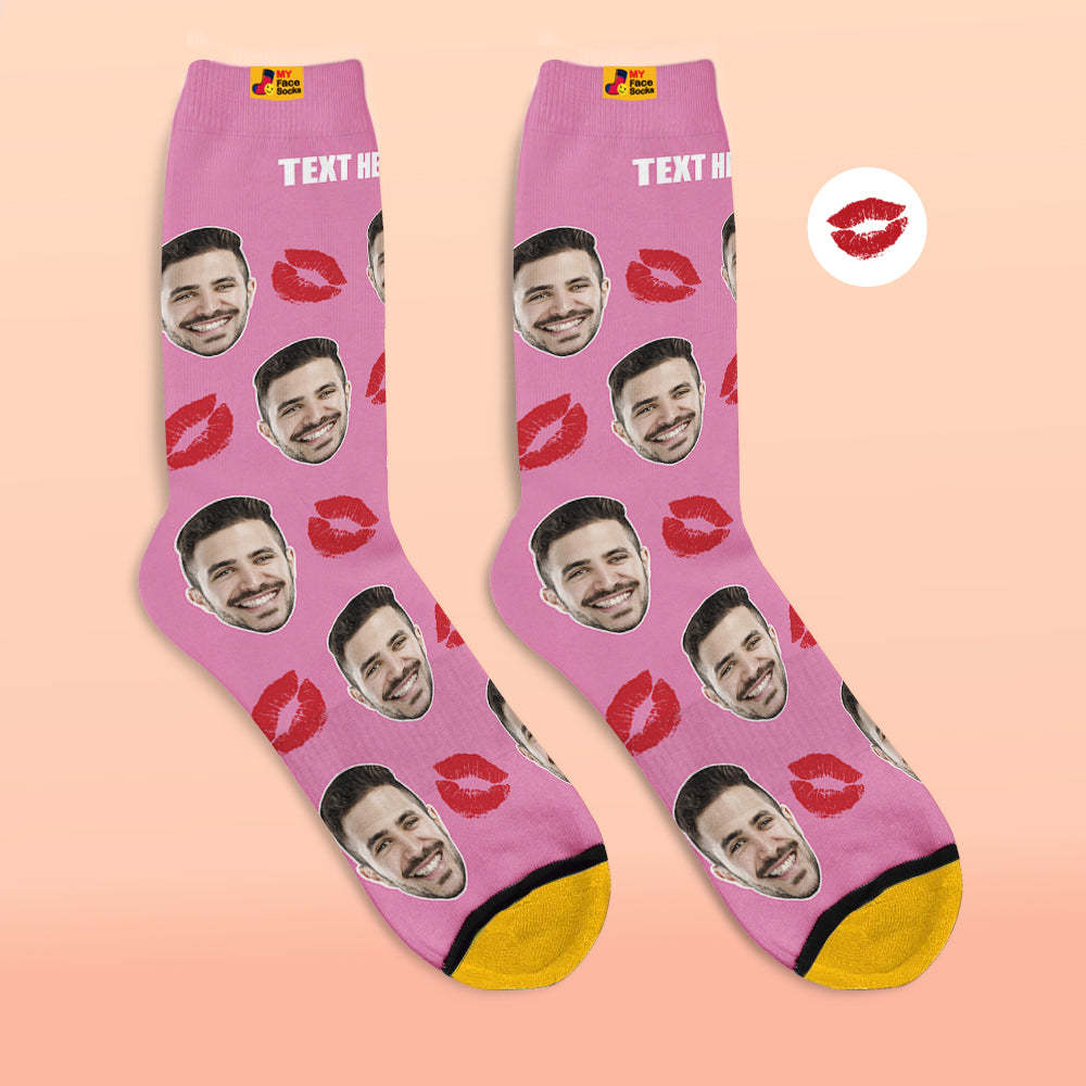 Custom 3D Digital Printed Socks Personalized Socks Add Pictures and Name Kiss - MyFaceSocksEU