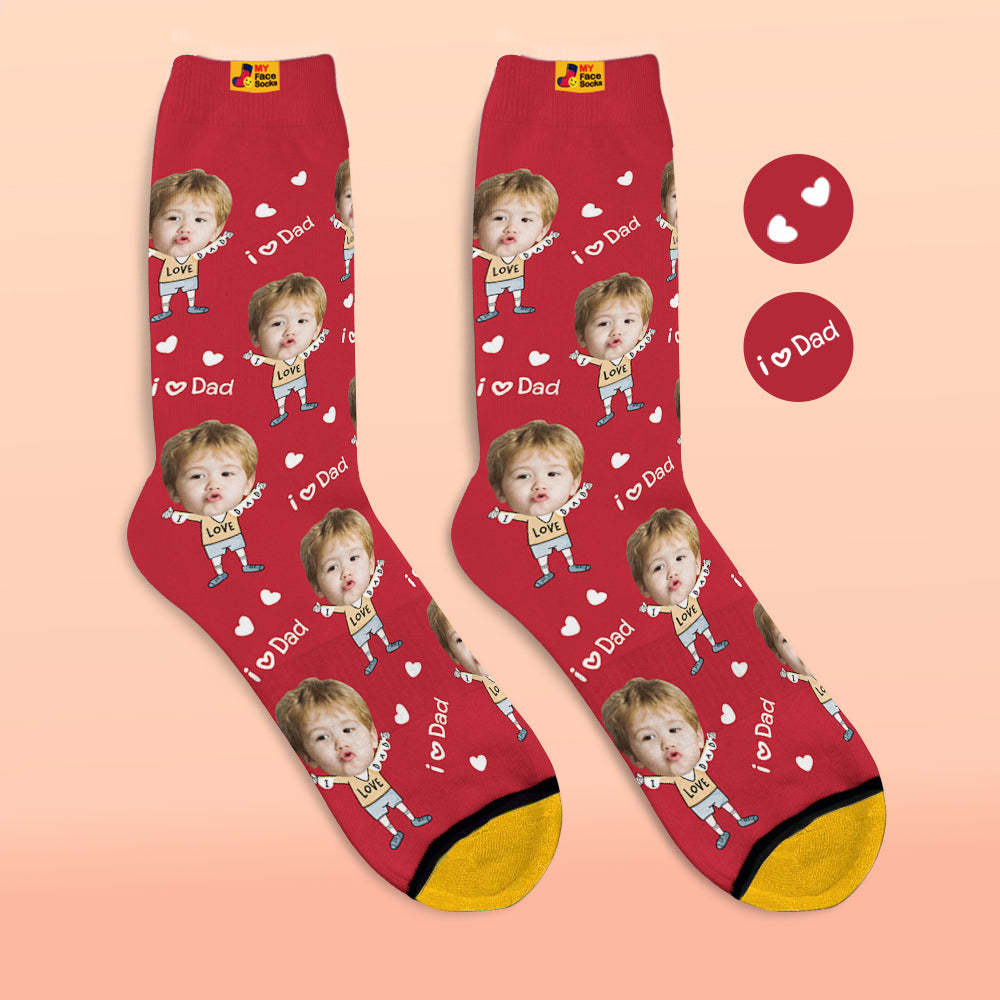 Custom Face Socks Photo 3D Digital Printed Socks I Love Dad - MyFaceSocksEU