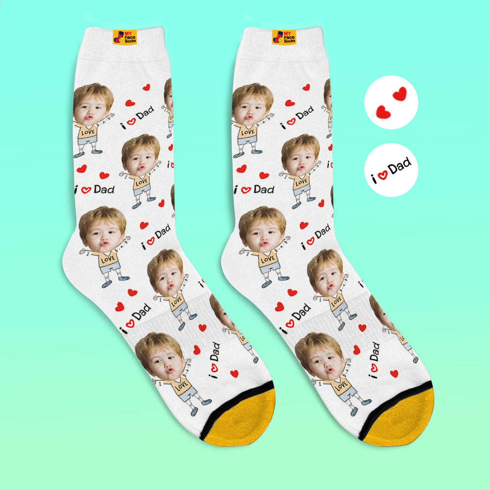 Custom Face Socks Photo 3D Digital Printed Socks I Love Dad - MyFaceSocksEU