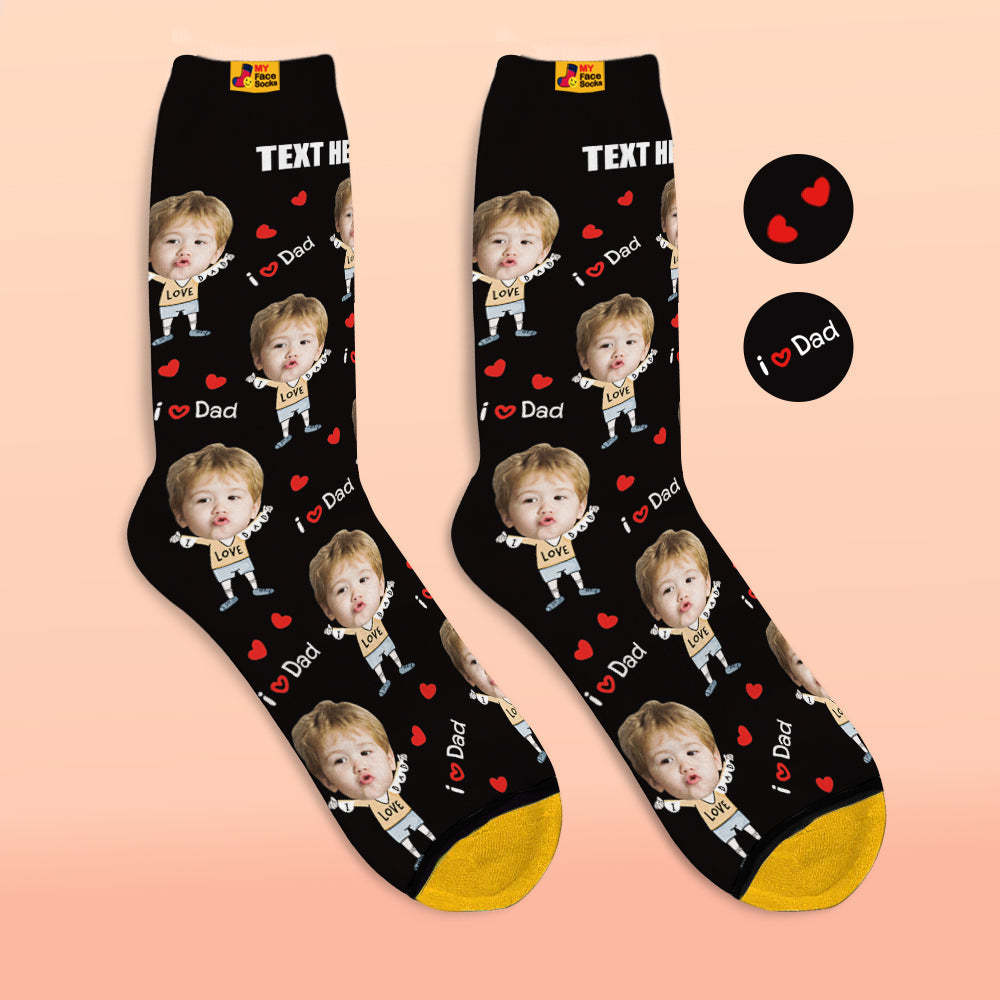 Custom Face Socks Photo 3D Digital Printed Socks Add Name I Love Dad - MyFaceSocksEU