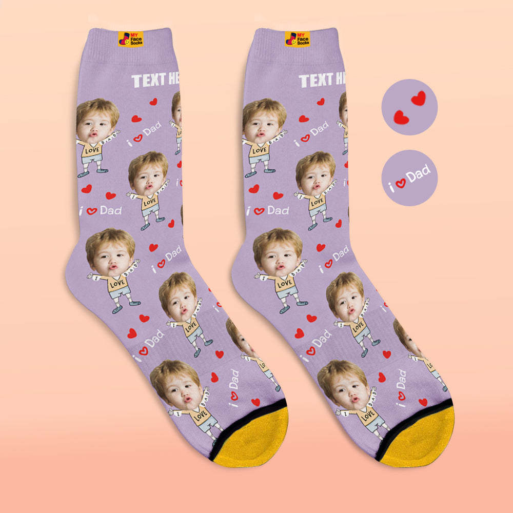 Custom Face Socks Photo 3D Digital Printed Socks Add Name I Love Dad - MyFaceSocksEU