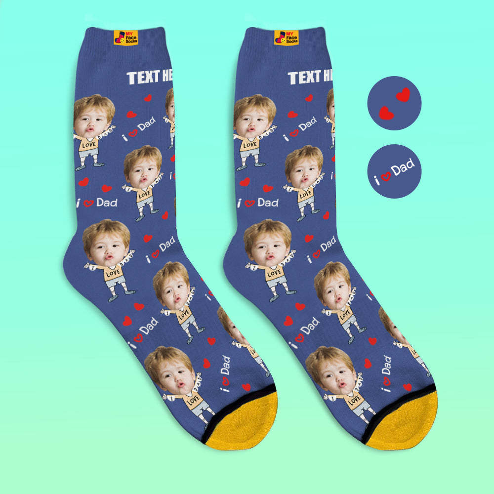 Custom Face Socks Photo 3D Digital Printed Socks Add Name I Love Dad - MyFaceSocksEU