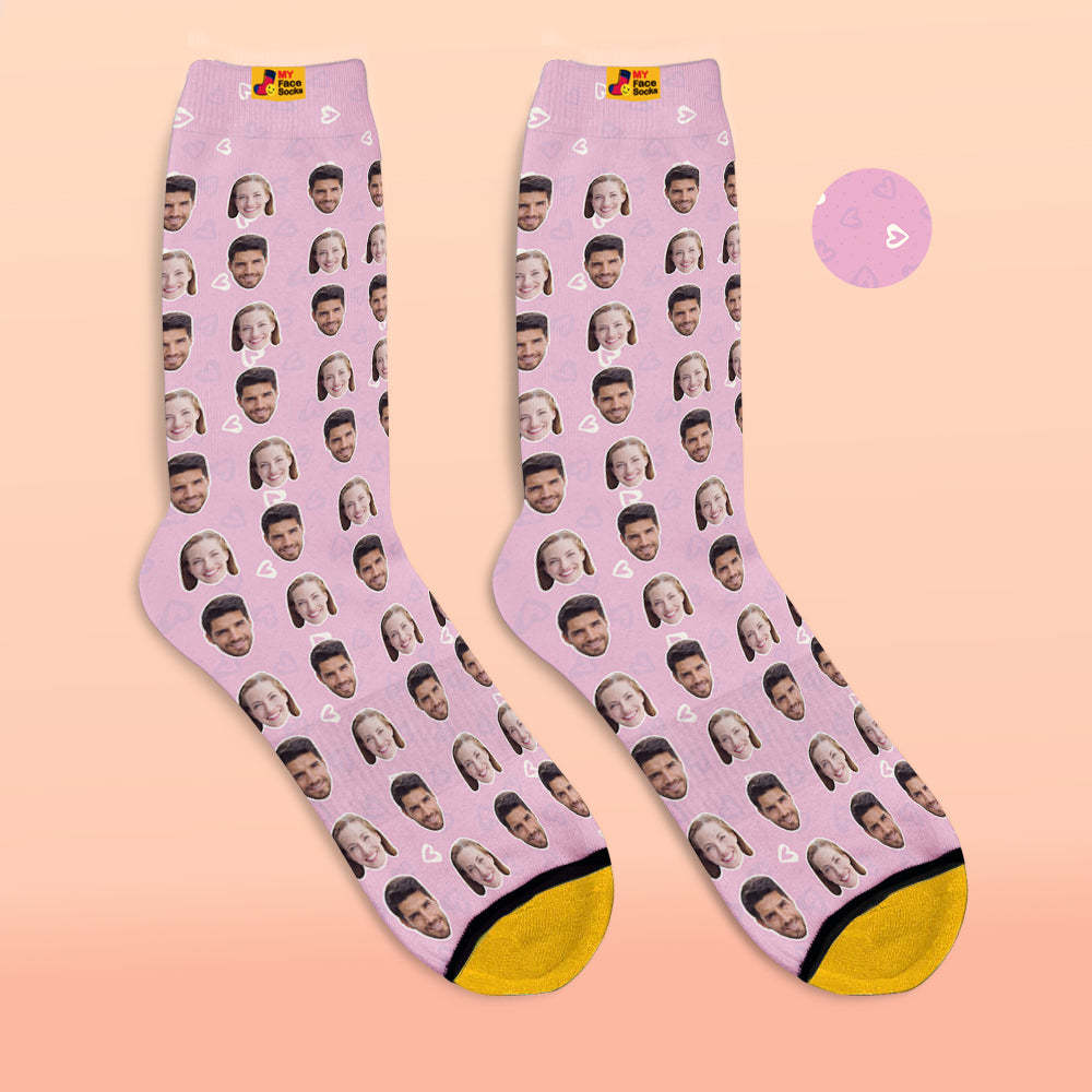 Custom 3D Digital Printed Socks Personalized Photo Socks Add Pictures and Name Heart - MyFaceSocksEU