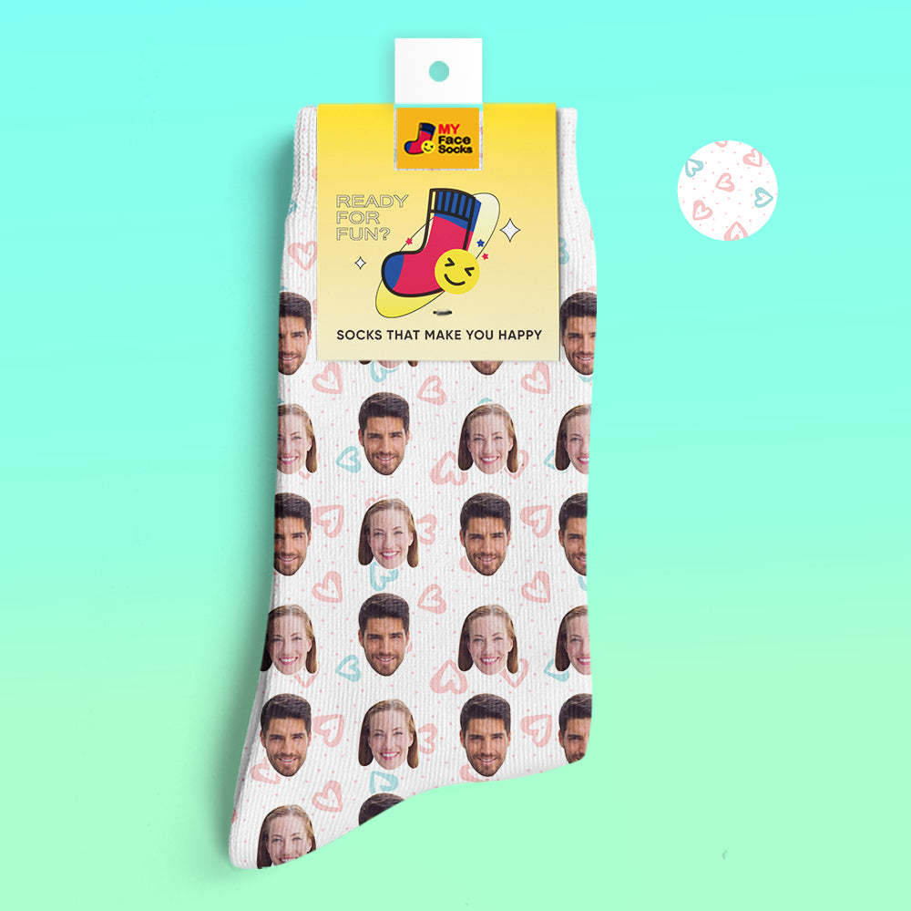 Custom 3D Digital Printed Socks Personalized Photo Socks Add Pictures and Name Heart - MyFaceSocksEU