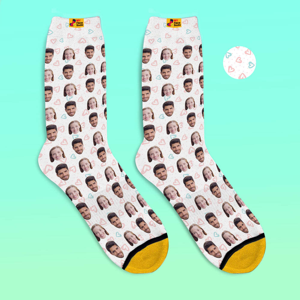 Custom 3D Digital Printed Socks Personalized Photo Socks Add Pictures and Name Heart - MyFaceSocksEU