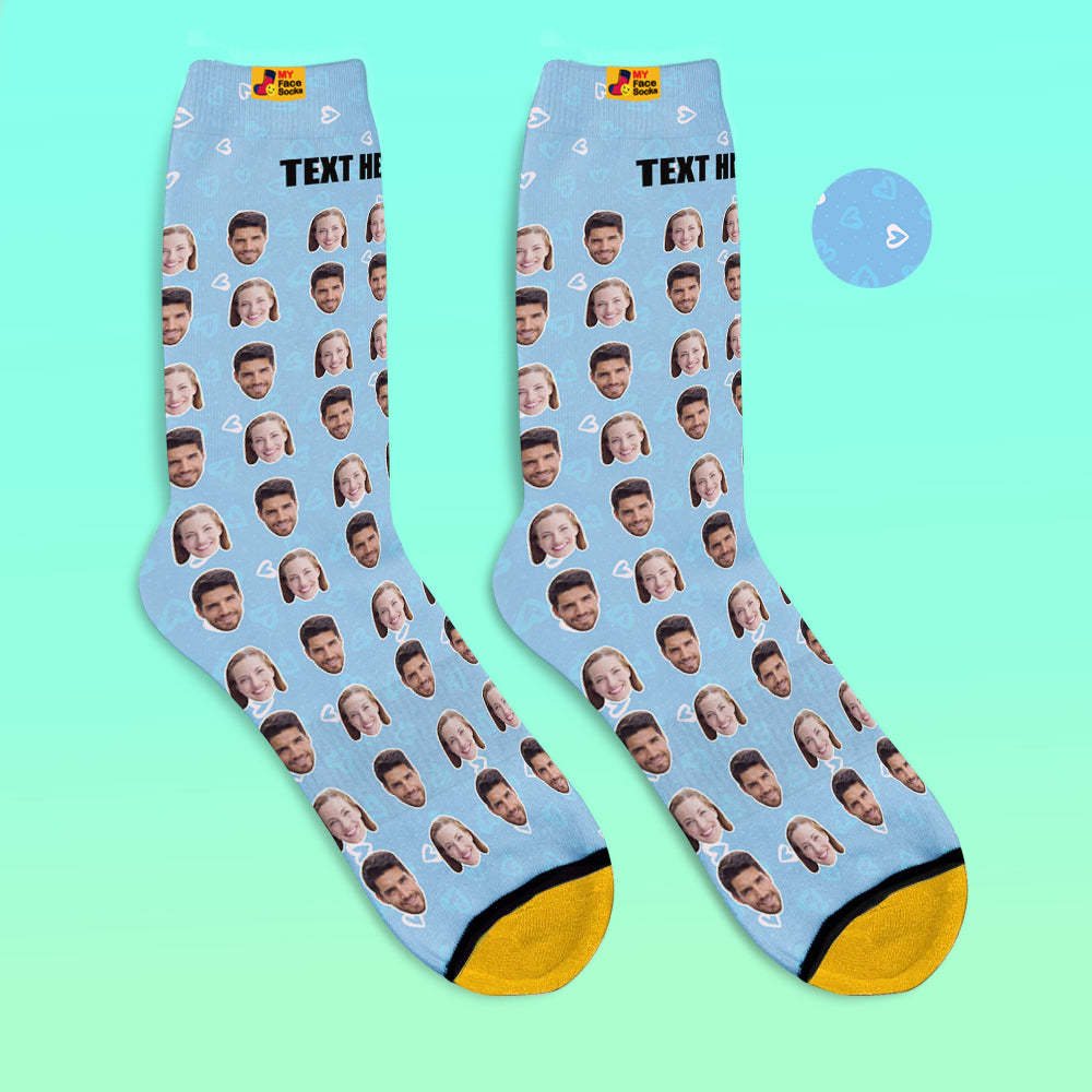 Custom 3D Digital Printed Socks Personalized Photo Socks Add Pictures and Name Heart - MyFaceSocksEU