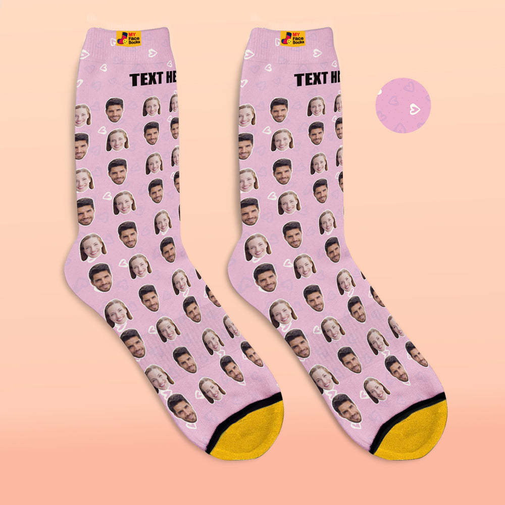 Custom 3D Digital Printed Socks Personalized Photo Socks Add Pictures and Name Heart - MyFaceSocksEU