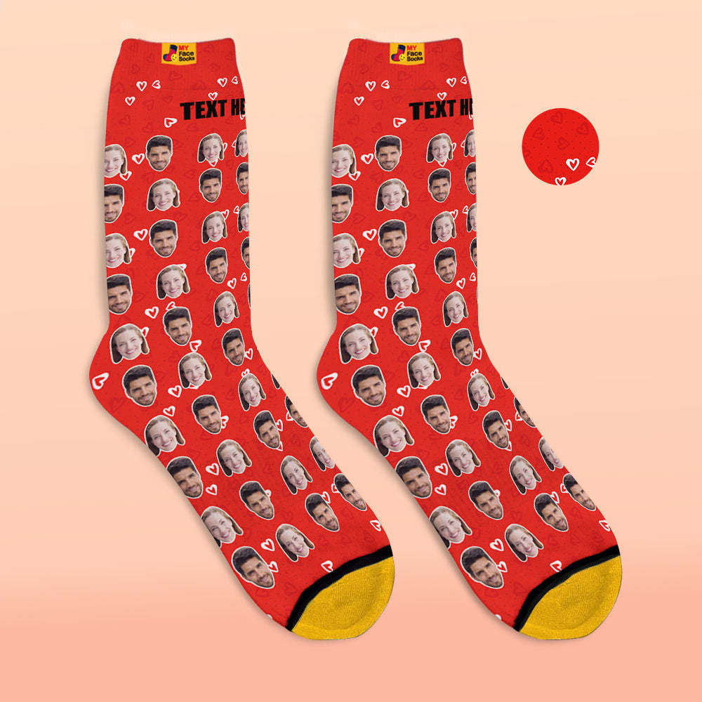 Custom 3D Digital Printed Socks Personalized Photo Socks Add Pictures and Name Heart - MyFaceSocksEU