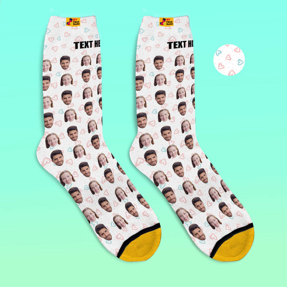 Custom 3D Digital Printed Socks Personalized Photo Socks Add Pictures and Name Heart - MyFaceSocksEU