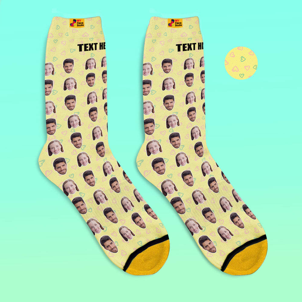 Custom 3D Digital Printed Socks Personalized Photo Socks Add Pictures and Name Heart - MyFaceSocksEU