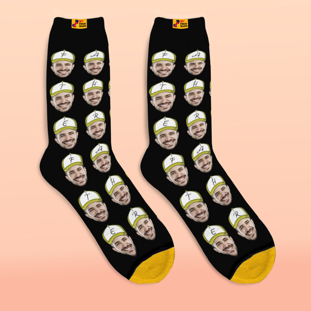 Custom 3D Digital Printed Socks Add Pictures and Name Father Face Socks