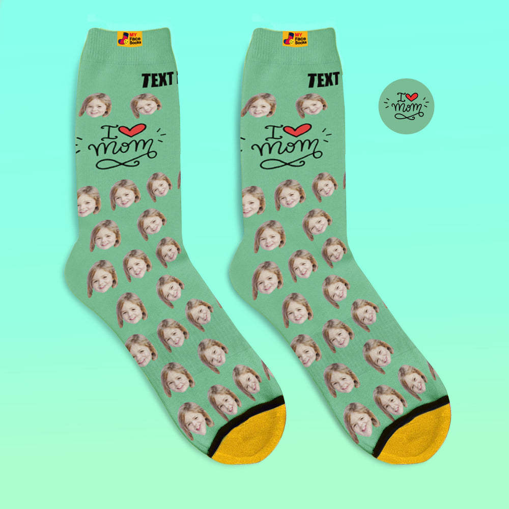 Custom 3D Digital Printed Socks Gifts for Mother I Love Mom - MyFaceSocksEU