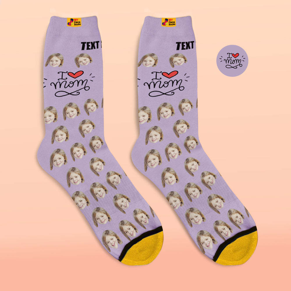 Custom 3D Digital Printed Socks Gifts for Mother I Love Mom - MyFaceSocksEU