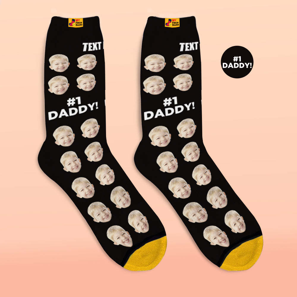 Custom 3D Digital Printed Socks Add Pictures and Name Socks Gifts For Dad #1 Daddy - MyFaceSocksEU