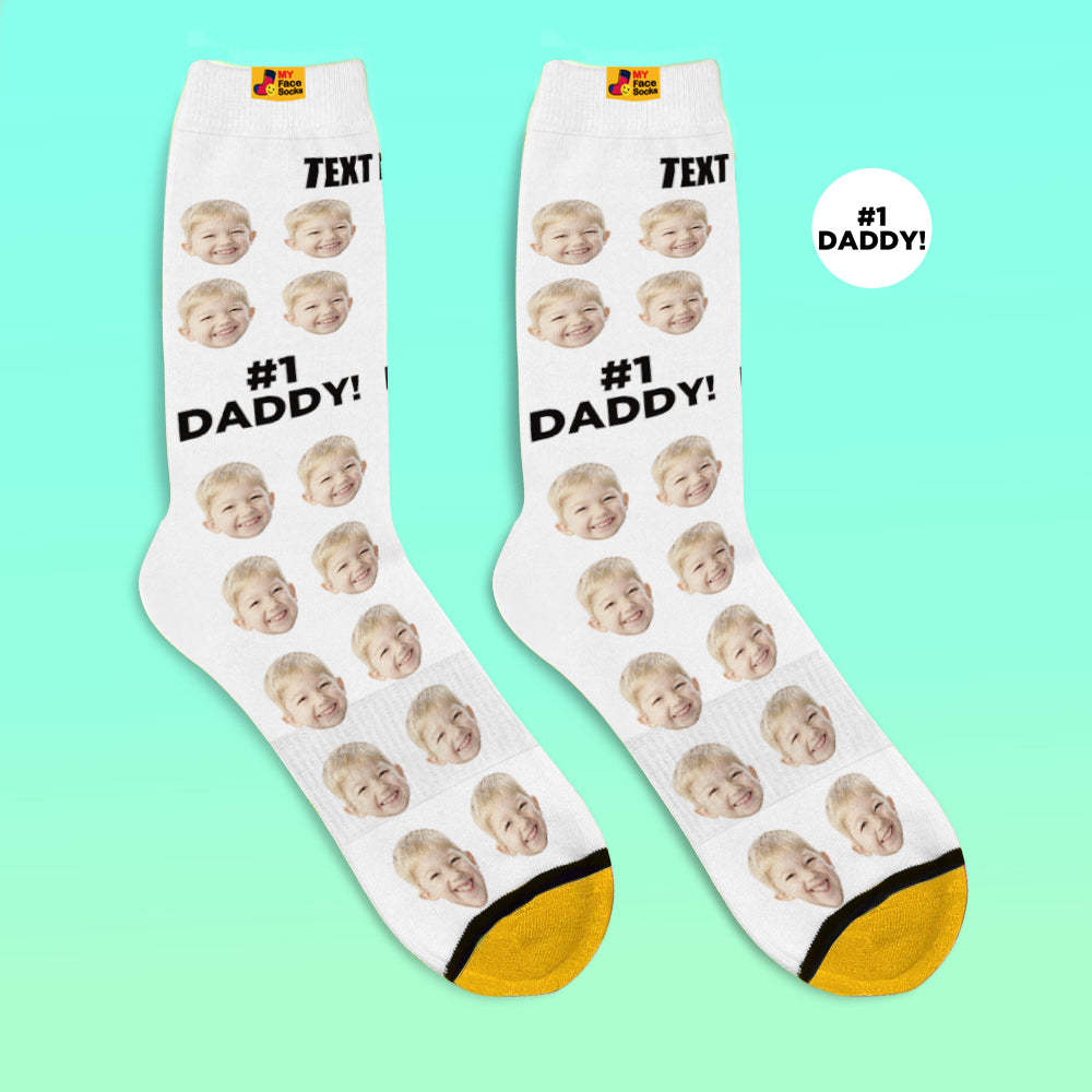 Custom 3D Digital Printed Socks Add Pictures and Name Socks Gifts For Dad #1 Daddy - MyFaceSocksEU