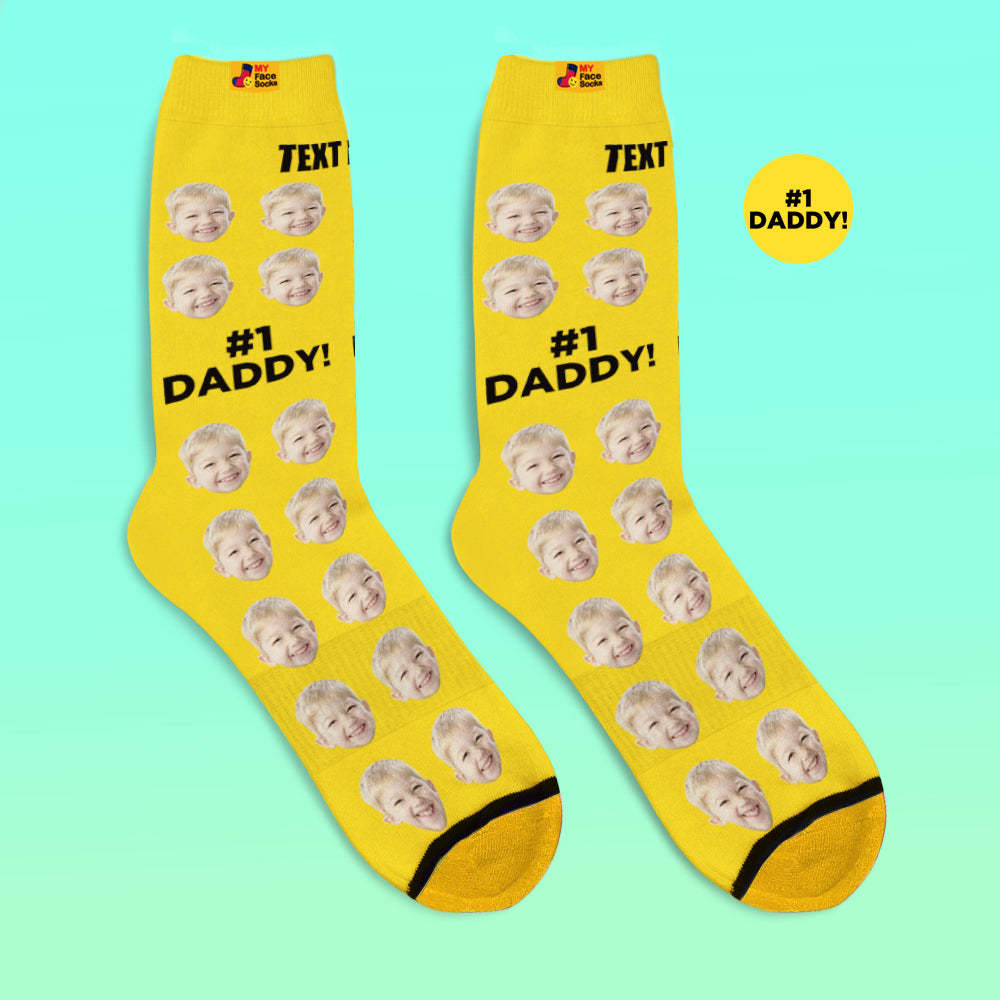 Custom 3D Digital Printed Socks Add Pictures and Name Socks Gifts For Dad #1 Daddy - MyFaceSocksEU