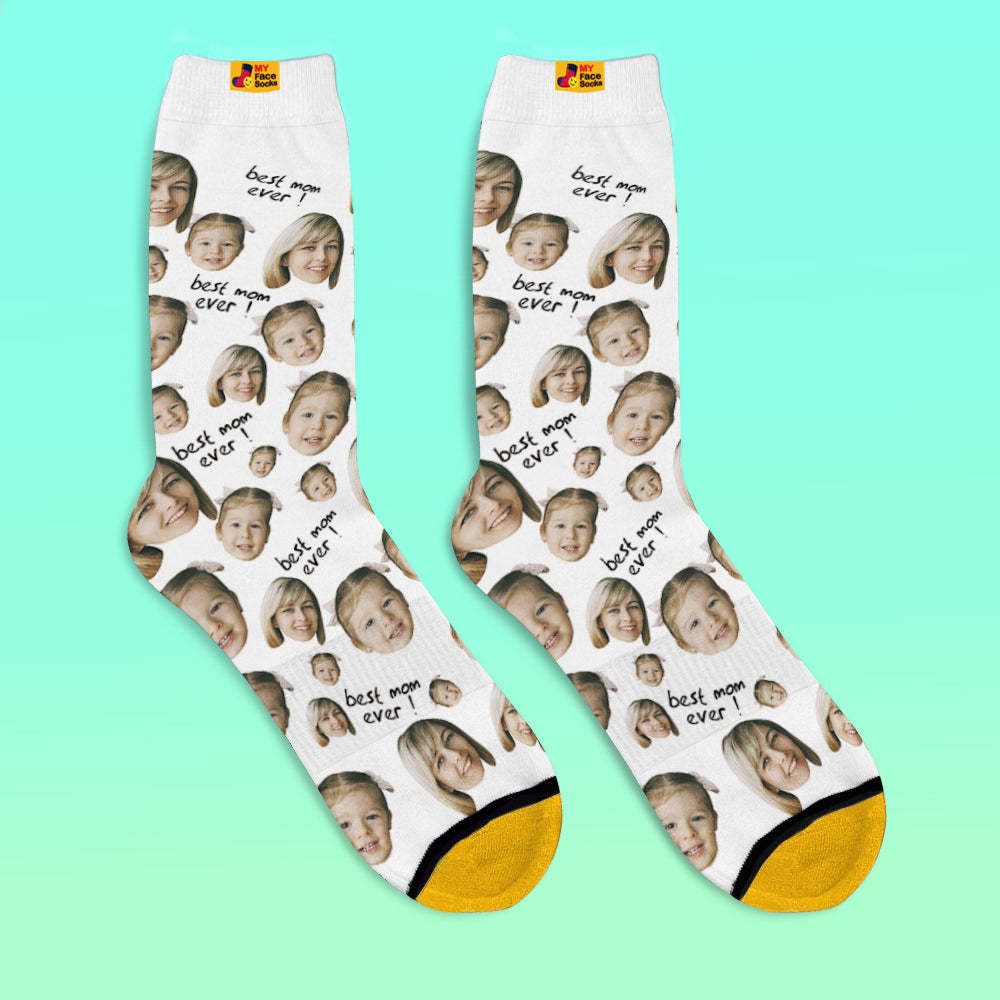 Custom 3D Digital Printed Socks Gifts For Mother Best Mom Ever - MyFaceSocksEU