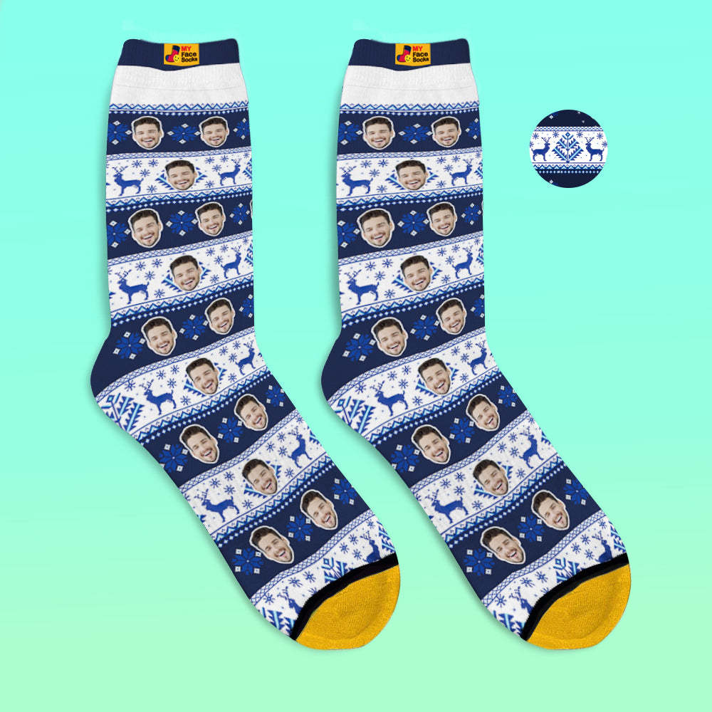 Custom 3D Digital Printed Socks over Nordic Pattern Socks - MyFaceSocksEU